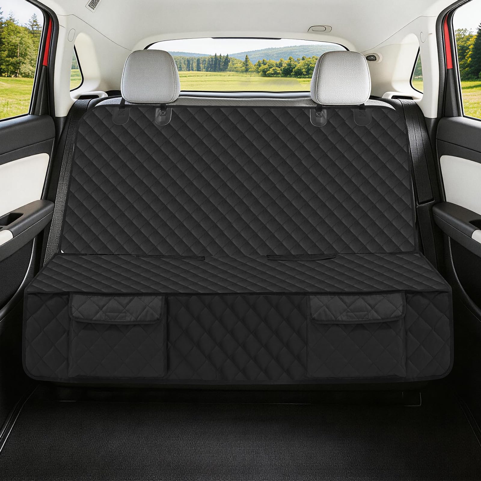 Bark Lover Deluxe Dog Seat Cover for Back Seat - More Durable & Waterproof Backseat Protector, High Heat Resistant and Nonslip Back Seat Cover for Dogs Kids, Universal Size Fits Cars, Trucks, SUVs