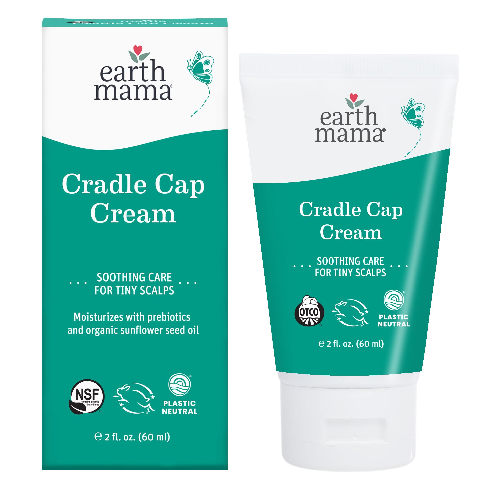 Earth Mama Cradle Cap Cream, 2 oz (1 Pack) – Gentle Cradle Cap Cream for Babies, Organic Scalp Moisturizer to Help Soften Flakes, Cradle Cap Kit Essential