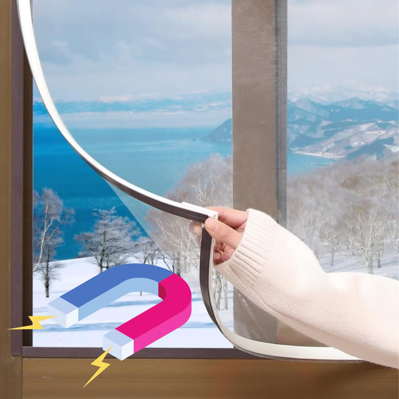 Magnetico Pellicola Isolante Per Finestre Isolante Termico 50-300cm Paraspifferi Finestre, Trasparente Adesiva, Pannelli Riflettenti Per Termosifoni(Bianca,120x240cm)