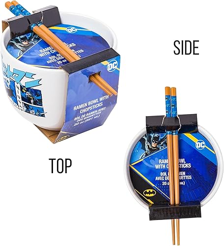 Miniatura 7 de Silver Buffalo DC Comics Batman Japanese Manga Panels - Tazón de cerámica para fideos ramen y arroz con palillos, apto para microondas, 20 onzas