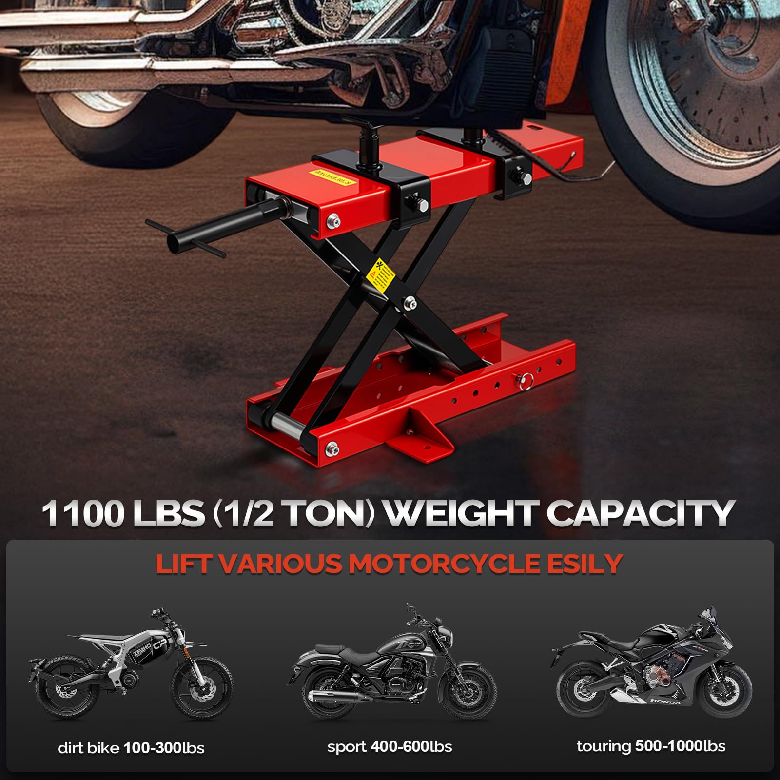 Amazon.com: TUFFIOM 1100LBS Motorcycle Scissor Lift Jack, Height