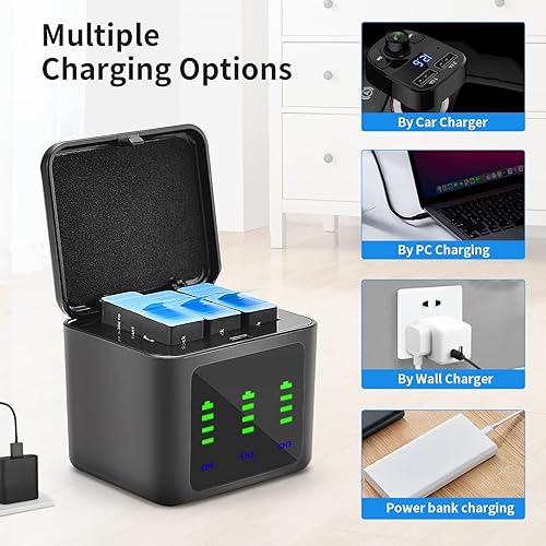 Miniatura 4 de Batería recargable de repuesto para Gopro Hero 9Hero 10Hero 11 Black Camera Paquete de 3 baterías y cargador USB de 3 canales Combo