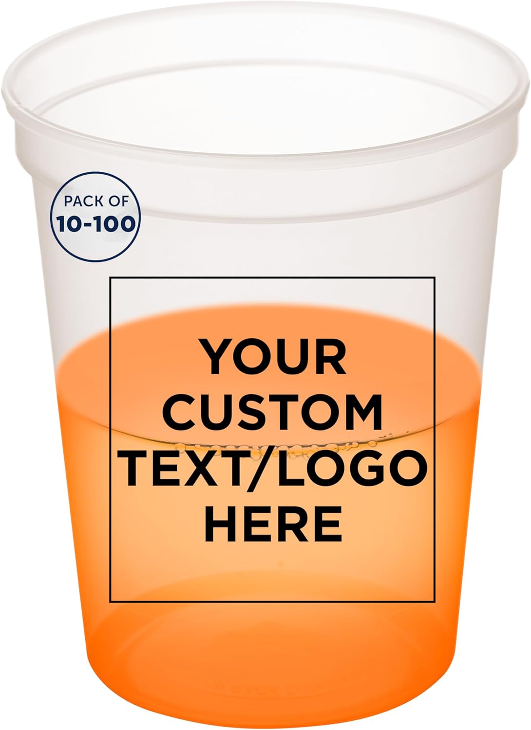 DISCOUNT PROMOS Custom Color Changing Plastic Cups 16 oz. Set of 10/50/100, Personalized Bulk Pack - Reusable, Perfect for Birthdays, Weddings, Picnic, Beach, Parties - Orange