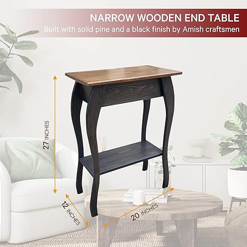 Miniatura 9 de Peaceful Classics Amish - Mesa auxiliar delgada hecha a mano para sala de estar, dormitorio, entrada y pasillo, mesa auxiliar delgada y estrecha con