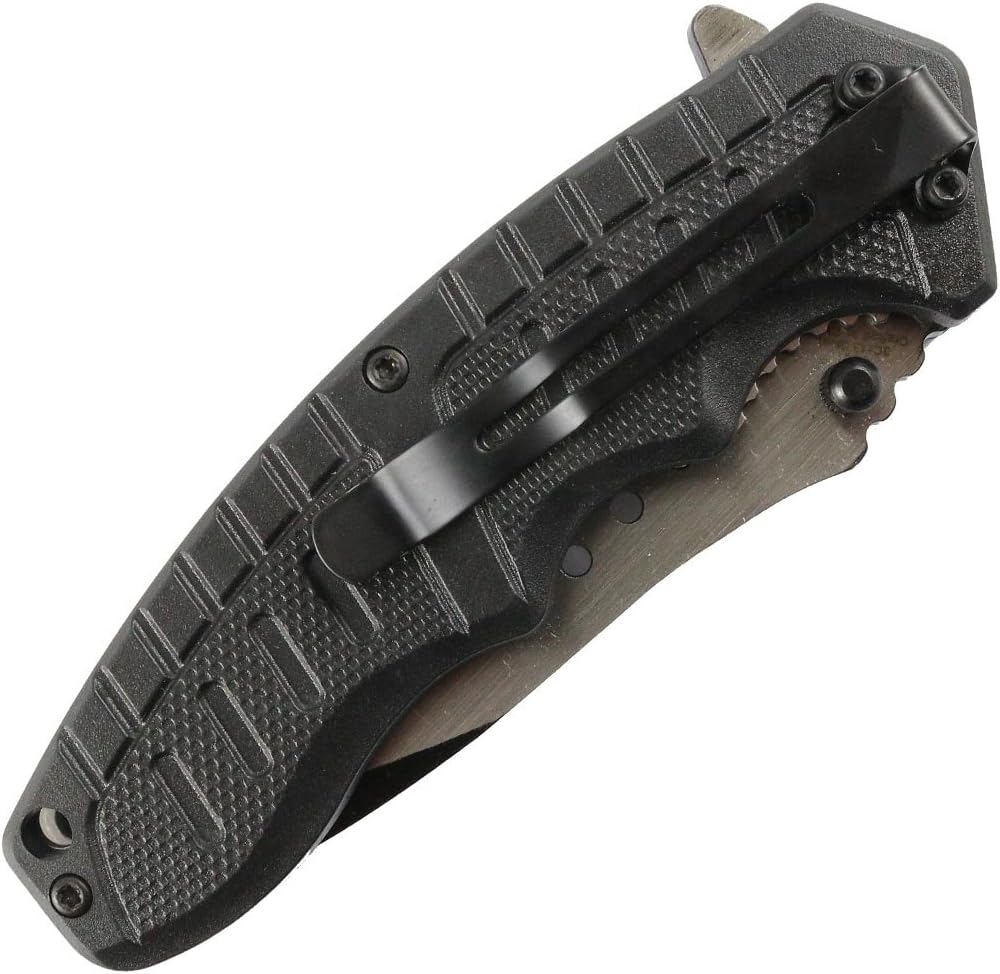 HUNT-DOWN 8.5" Blue & Black Folding Spring Assisted Knife Stainless 3CR13 Steel