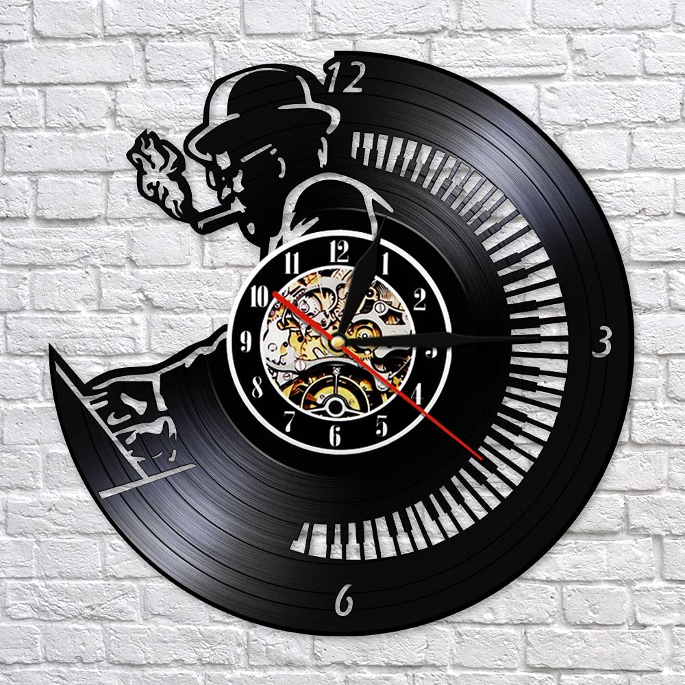 Orologio da parete con disco in vinile per pianista Orchestra sinfonica classica Sala da musica Studio Pianista Wall Art Musicista Insegnante di musica Regalo Dia 30cm 7 colori Orologio da parete in