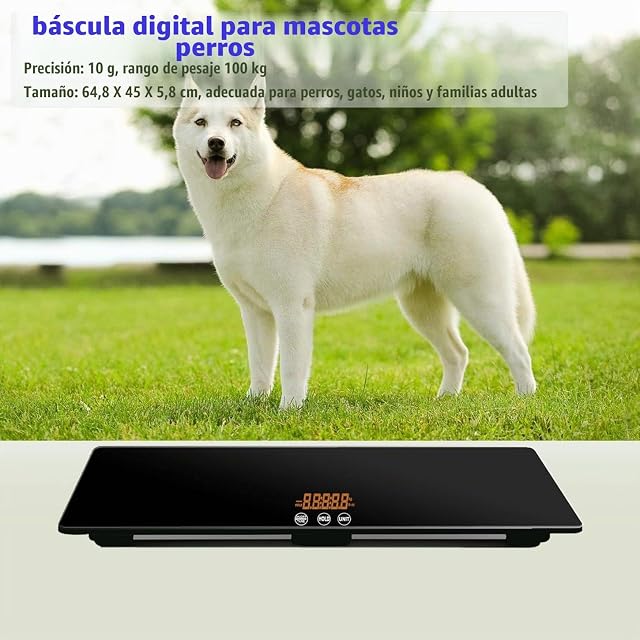 Foto 7 de 7 de Báscula digital para mascotas para perros, con alfombrilla antideslizante, plataforma de báscula para animales