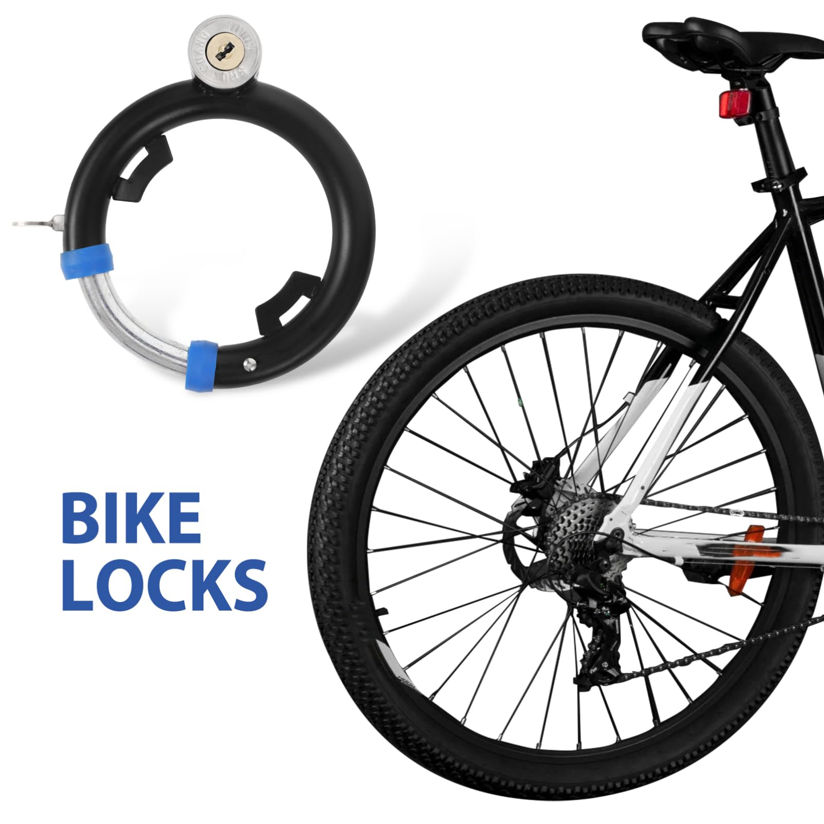 Lucchetto Antifurto per Bicicletta Rotondo in Acciaio Inox Nero | Set 1 Pezzo con Chiavi e Supporto, per Mountain Bike e Scooter Elettrico, Uso Outdoor e Cycling