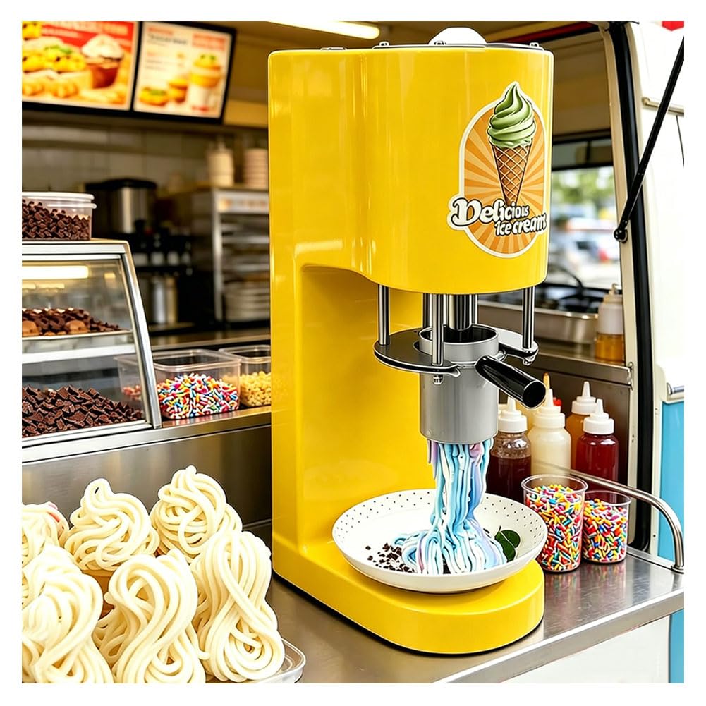 Ghygetrich Ice Cream Maker, Soft Serve Ice Cream Machine Soft Ice Cream Machine Soft Ice Cream Maker Yellow