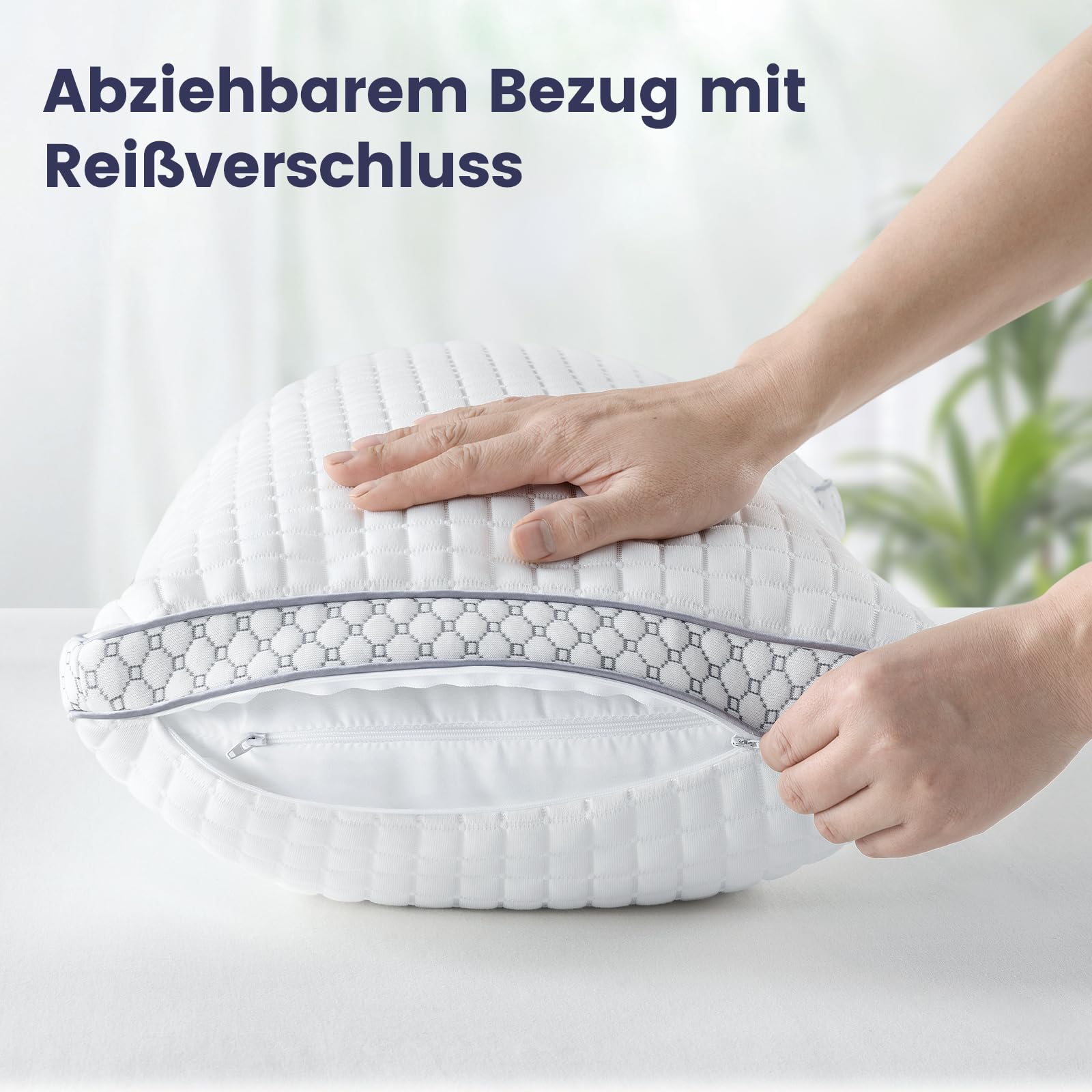 BedStory kopfkissen 40x80 mit abziehbarem Bezug,Verstellbare Faserfüllung Hotel Kissen mit reißverschluss, 2er Set Kissen aus 950g x 2 Polyester, Waschbares nackenkissen für Allergiker