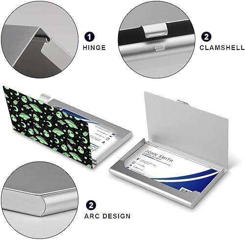 Miniatura 4 de Tarjetero para tarjetas de visita de Aliens and Spaceships para hombres y mujeres, tarjetero de bolsillo para tarjetas de nombre, cartera delgada de