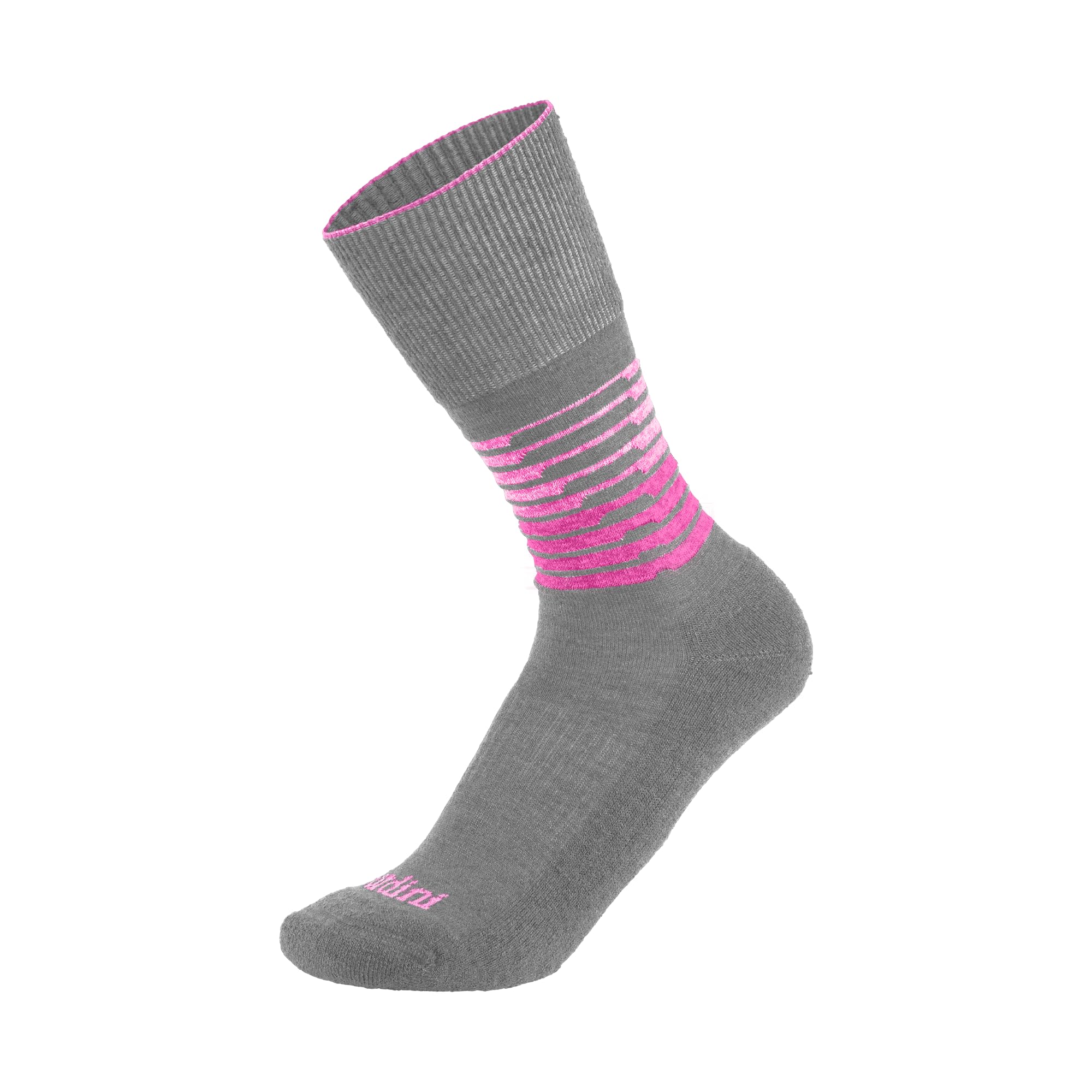 Gordini Women's Woodstock Midweight Hike Crew Sock, Grey Pink, Large