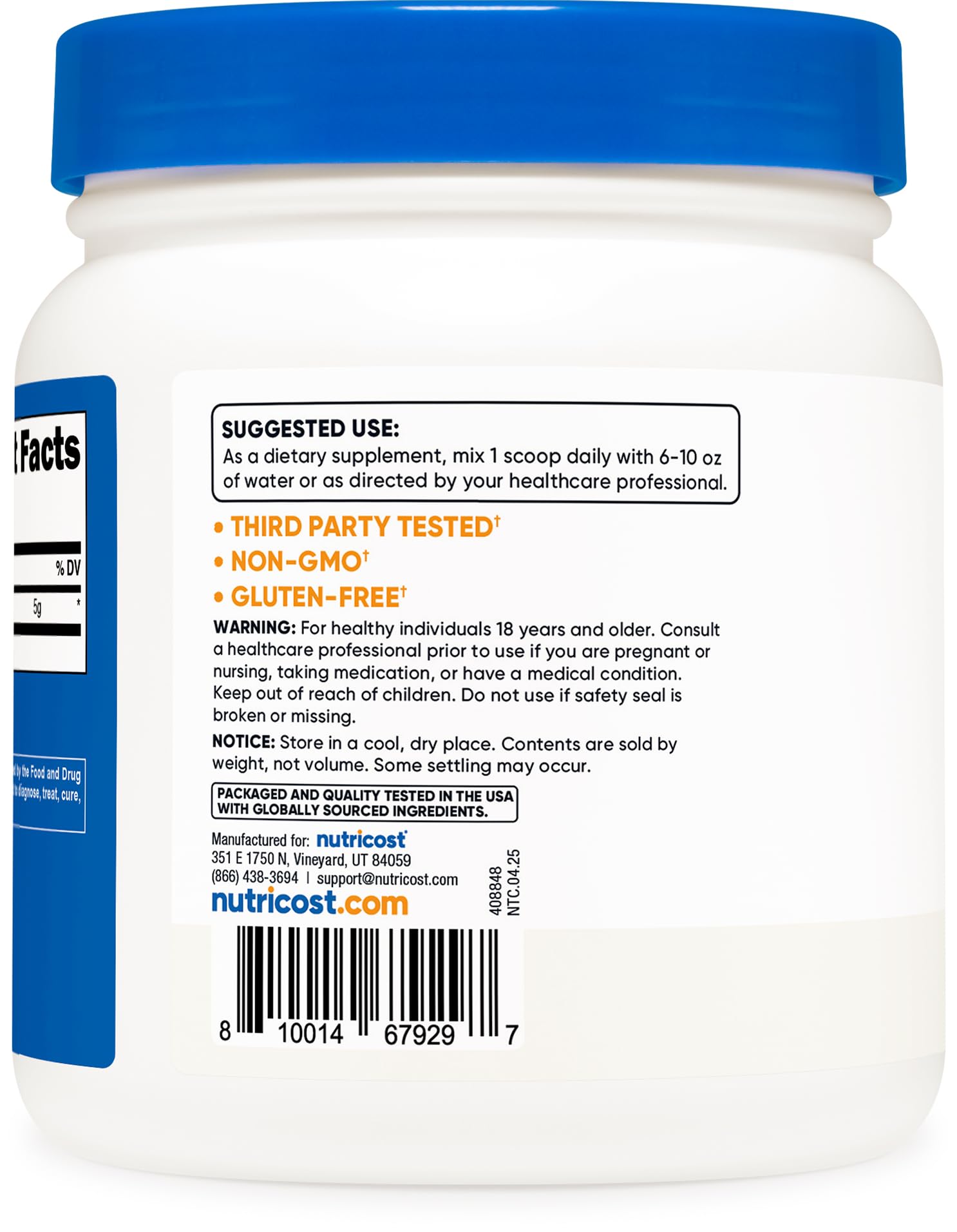 Nutricost L-Arginine Powder 500 Grams (1.1lbs) 100 Servings, Pure — Amazon image 4