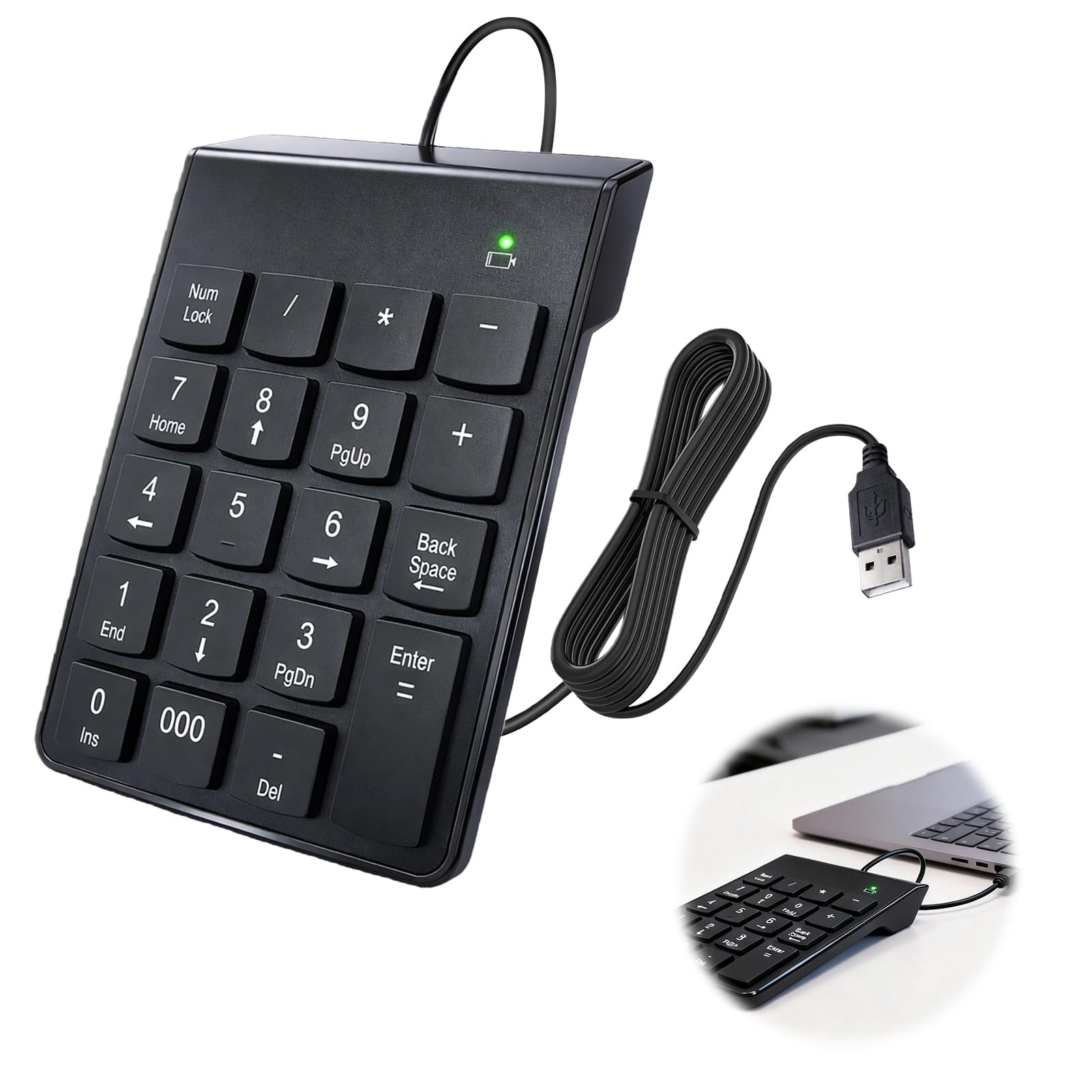 USB Numeric Keypad 19Keys Portable Numeric Keypad for PC Laptops Computer Numpad Ultrathin Mini Portable Financial Accounting Keyboard Extensions Keyboard,Calculating Numbers Office