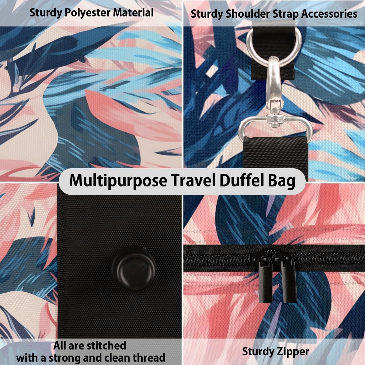 Colorful Leaf Abstract Travel Duffel Bag for Women Men Large Capacity Overnight Weekender Bags for Lightweight Waterproof Sport Gym Bag for Workout Yoga Swim