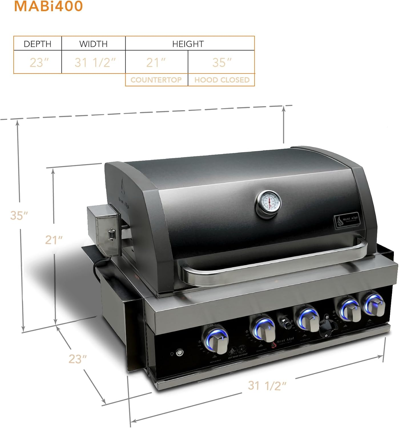 Mont Alpi MABi400-BSS Grill Dimensions Diagram