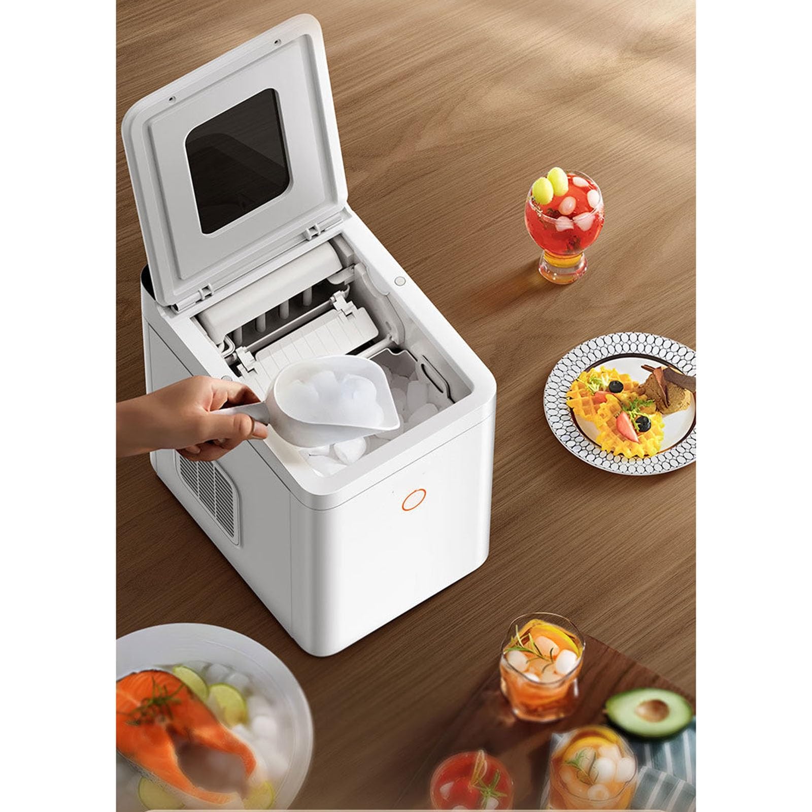 Máquina de Hielo Portátil,Pequeña Máquina de Hielo,Sonda de Sensor Infrarrojo,Salida De 24 Horas 12kg,Adecuada Para Picnics Y Camping
