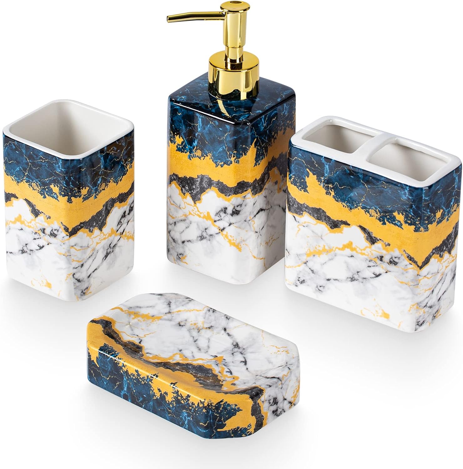 4 Piece Bathroom Accessories Set Blue Bathroom Accessory Sets Includes Lotion