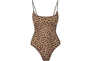 Leopard Print One Piece, Tummy Control High Cut Bathing Suit