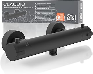 EISL Claudio CLT168ACRBL Shower Mixer Tap with Thermostat Black Thermostatic Tap with Safety Lock at 38 °C Shower Tap with…