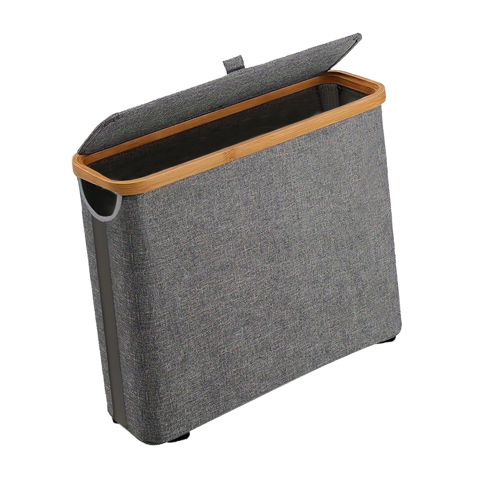 Ahorra espacio en el baño con el soporte para papel higiénico Qianly de bambú gris