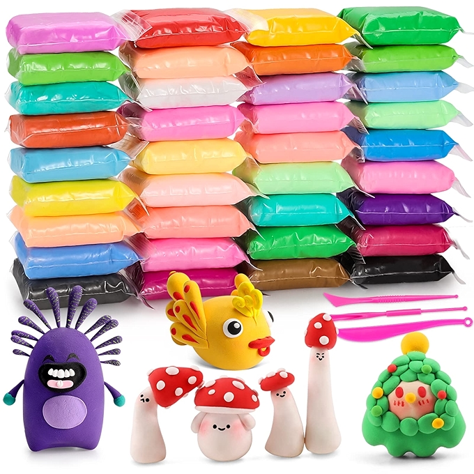 EDIFON超轻空气干燥魔法粘土套件，36色无毒安全儿童艺术手工创作用品