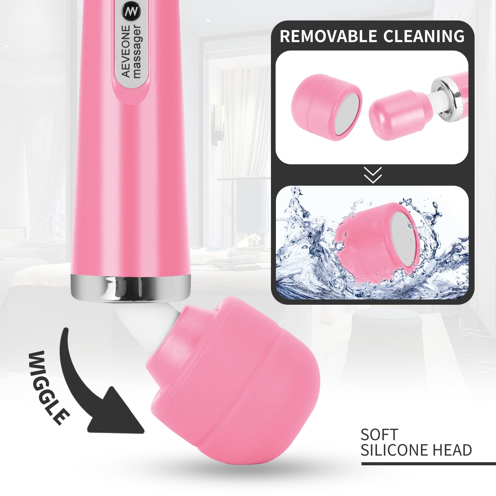 AEVEONE Wired Powerful Handheld Electric Massager, Strong Personal Back Massage for Sports Recovery, Muscle Aches, Body Pain (Rose red): Pink
