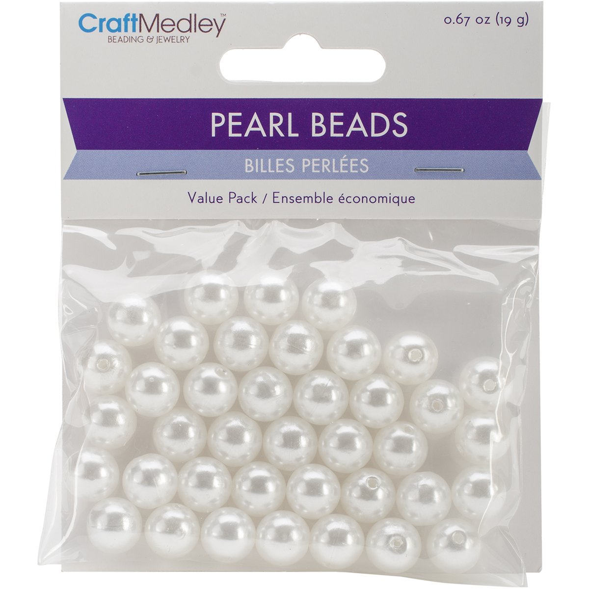 MulticraftImports Pearl Beads (40 Pack), 10mm, White