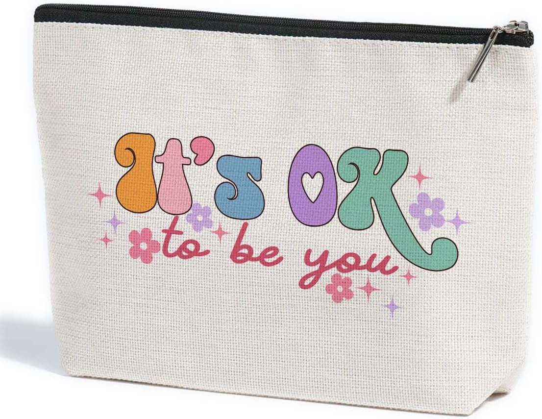 Mental Health Gifts Positive Affirmation Makeup Bag Inspirational Gifts for Women Mental Health Awareness Stress Relief Gifts for Female Counselor Psychotherapist Friendship Birthday Nurse Day