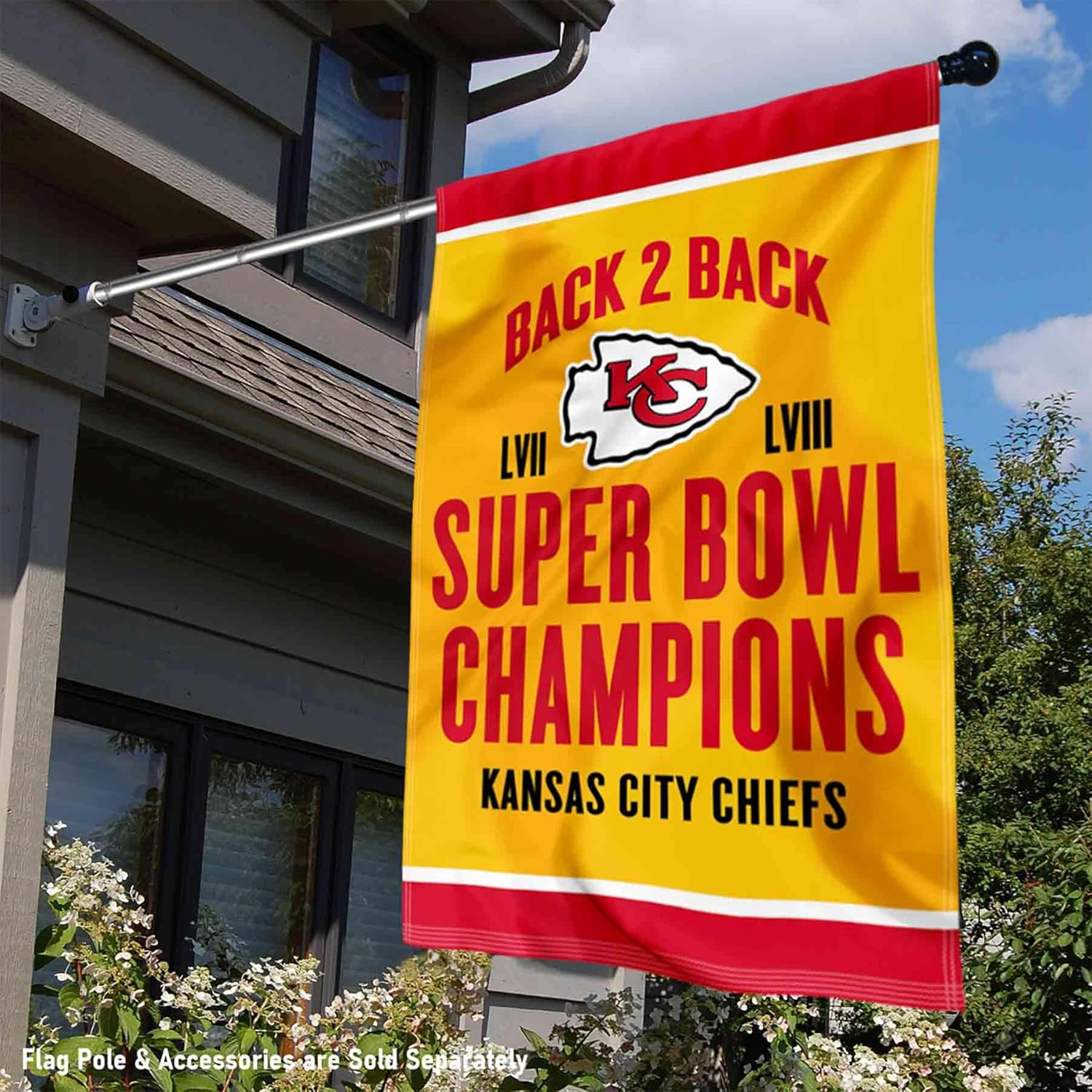 Kansas City Chiefs Super Bowl 2024 Champions Double Sided Banner Flag - Image 2