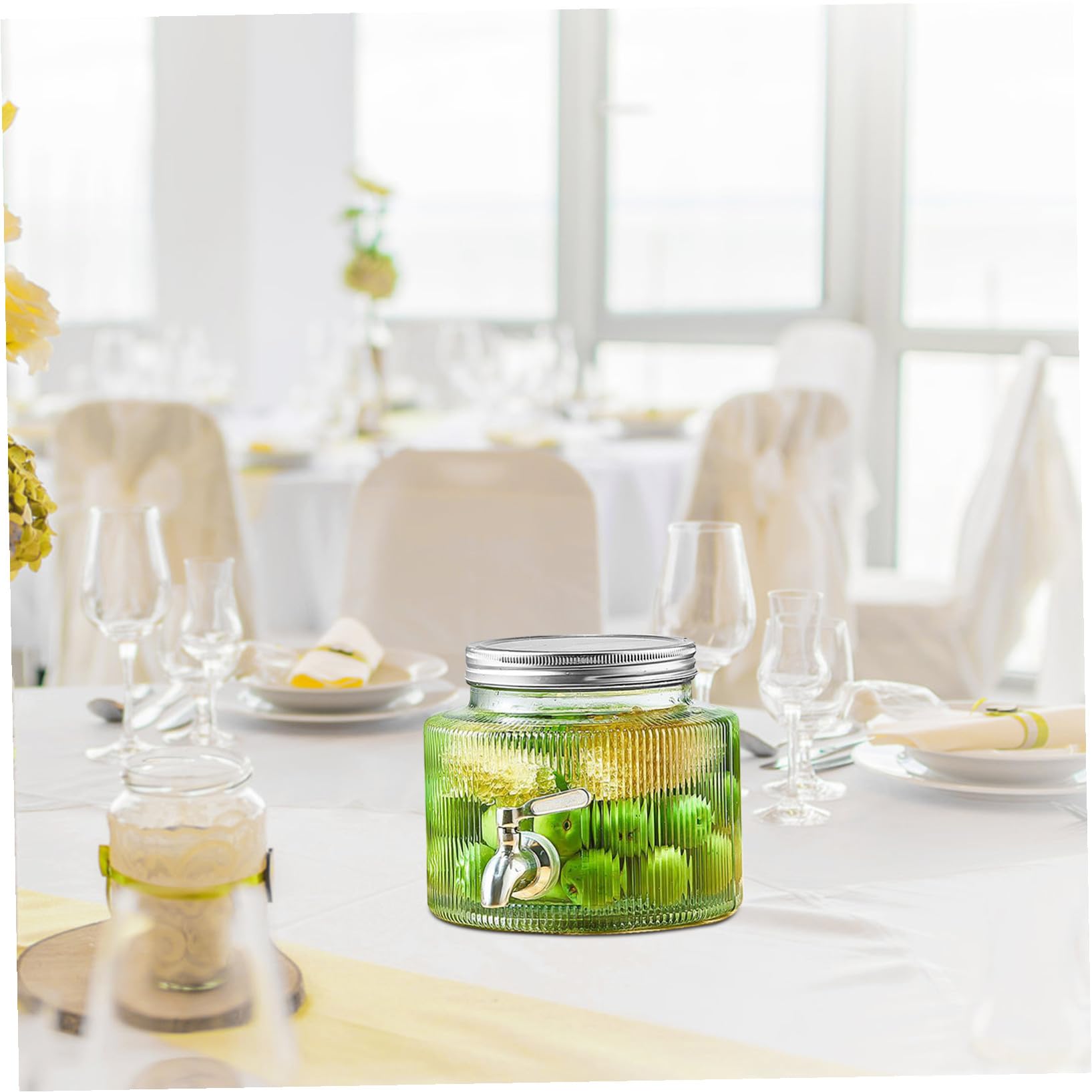 Cabilock Dispensador de Bebidas de Vidrio con Grifo y Jugos Frasco Sellado para Bebidas Refrescantes para Eventos y Reuniones Grandes