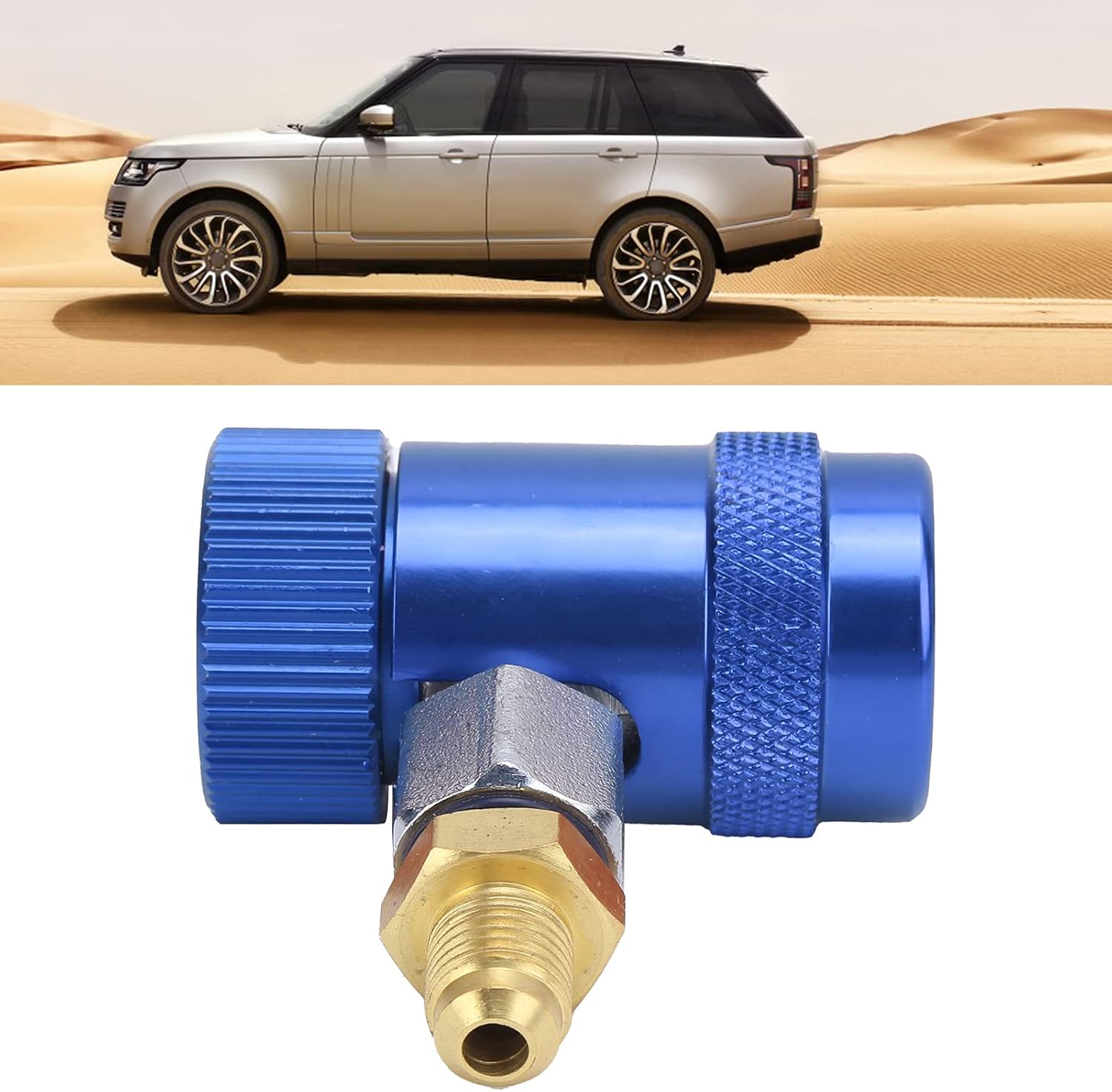 Conditioning Quick Connector | Brass A/C Coupler for Diagnosis & Charging | Fits Trailers/RVs/Commercial Vehicles | High - Low Pressure Secure Design (Blue)
