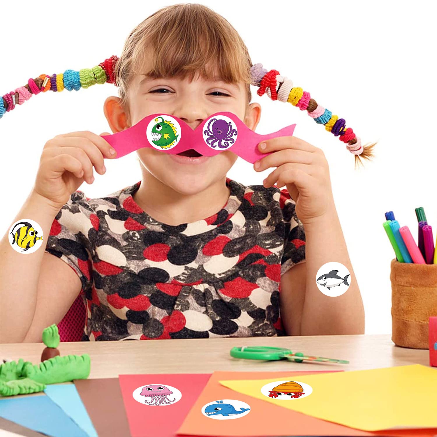 Rouleau 500 Autocollants Ronds Dinosaures – étiquettes Papier 25 Mm