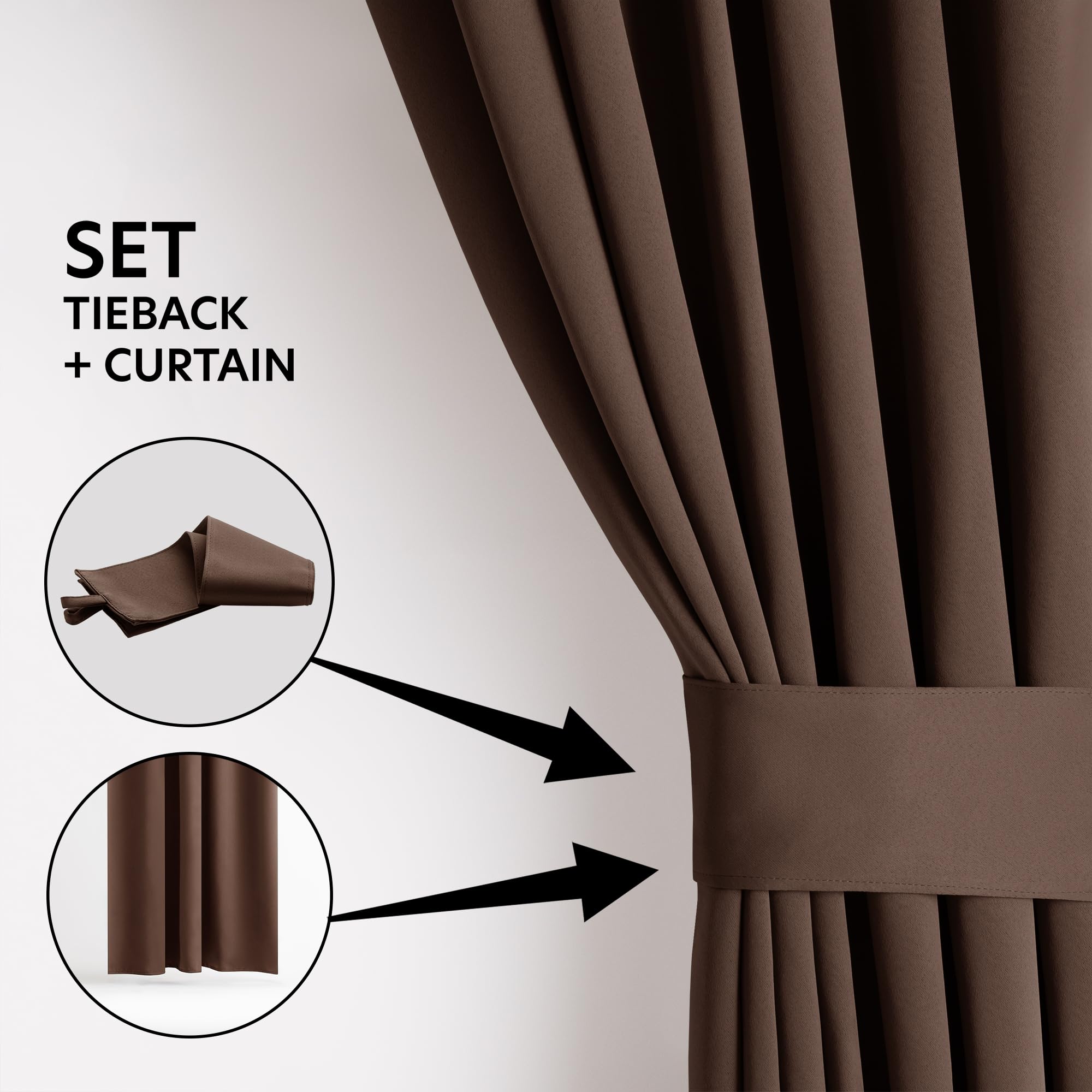 Tenda Oscurante Con Occhielli 140x245 Cm - Colore Cioccolato - Perfetta Per Soggiorno E Camera Da Letto - 1 Pezzo