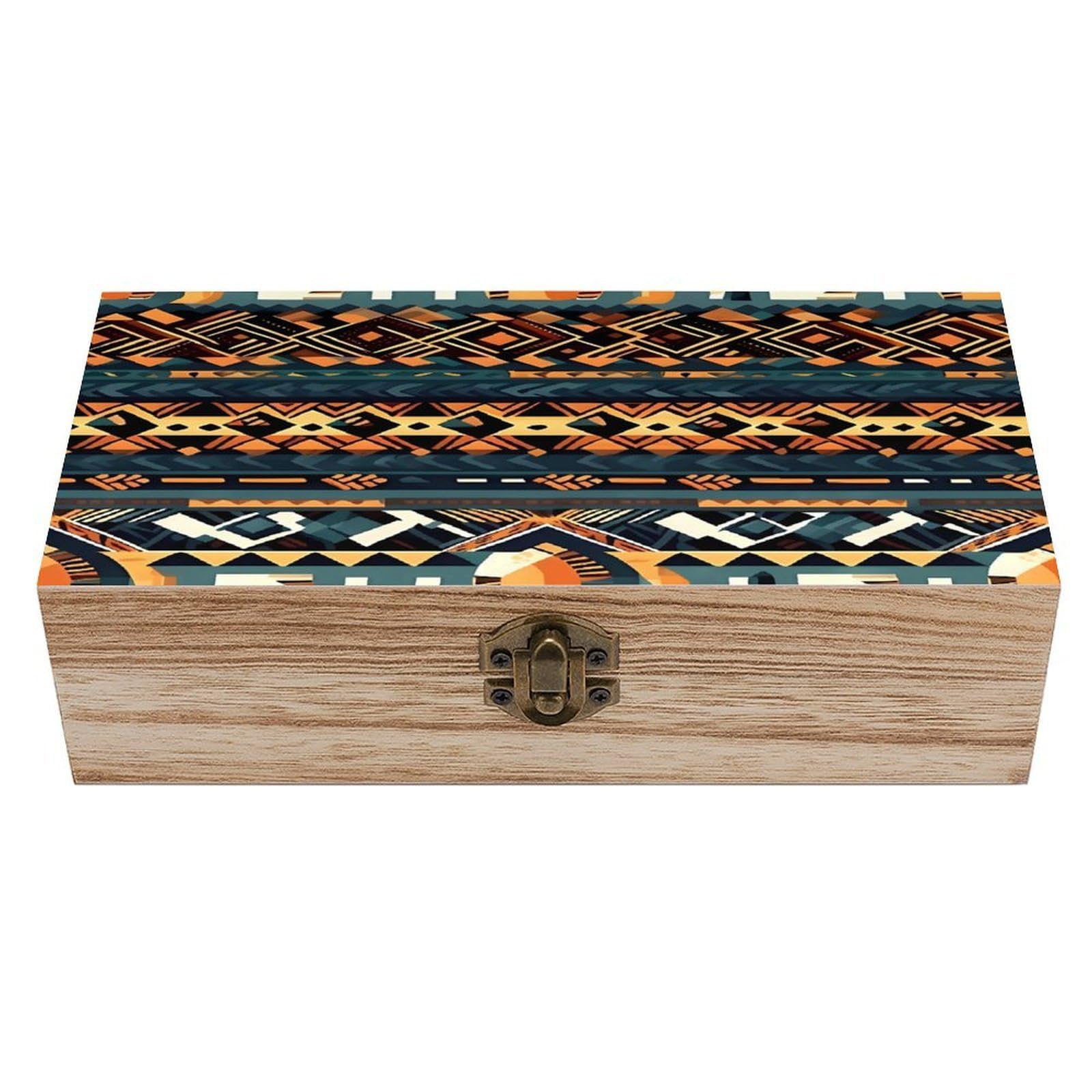 LZQPOEAS African Tribal Ethnic Texture Wooden Box Storage Space to Organize Jewelry in A Beautiful Small Storage Box Decorative Card Boxes Memory Treasure Boxes for Crafts And Photo Storage