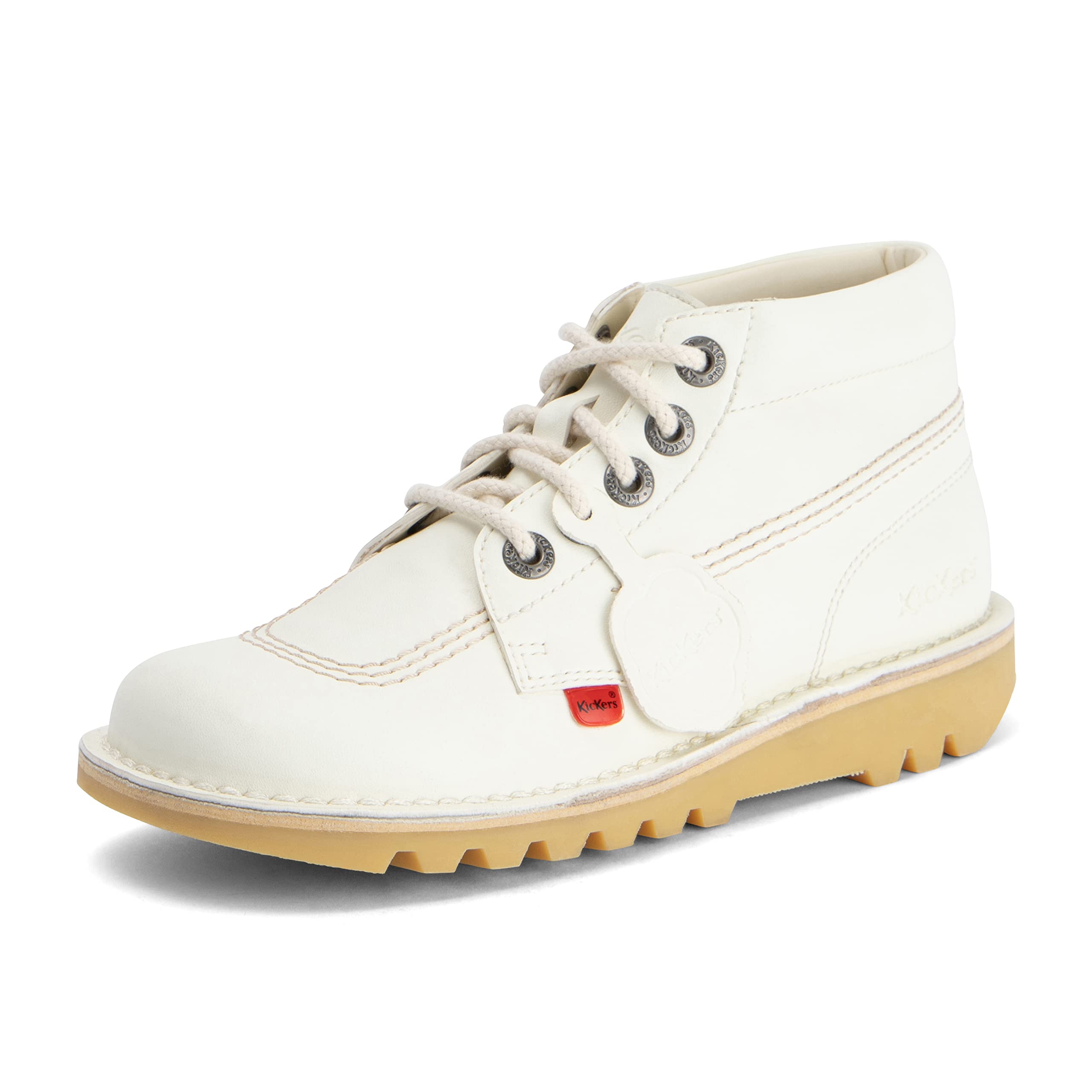 Kickers Unisex Vegan Kick Hi Classic Ankle Boots | Plant Based Material | Extra Comfortable | Added Durability | Premium Quality, White, 3 UK