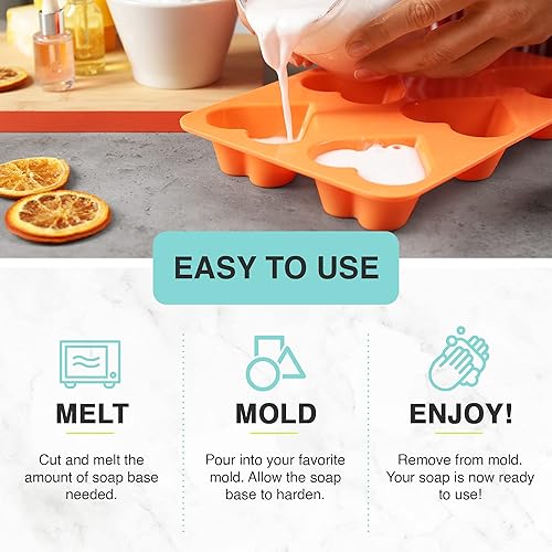 Miniatura 4 de Saponify - Kit de muestras de base de jabón para derretir y verter, molde de silicona, aloe, transparente, leche de coco, carbón, mantequilla de