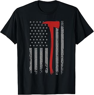 Wildland Firefighter Axe American Flag Thin Red Line Fireman T-Shirt