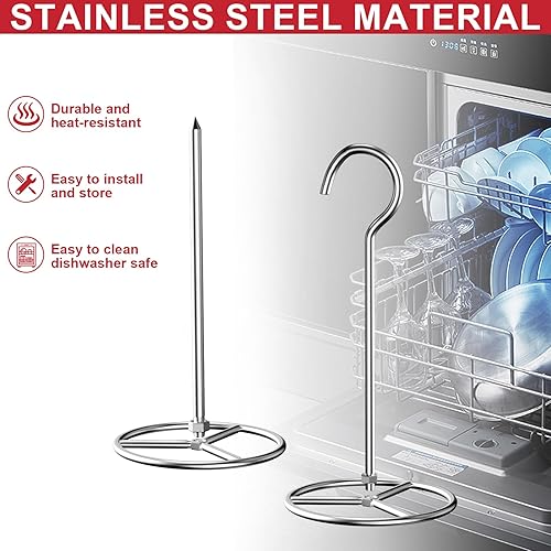 Miniatura 4 de Kit de estante para freidora de pavo con espiga y colgador de pavo, brochetas verticales y parrilleras para aves de corralpollo para huevos verdes,