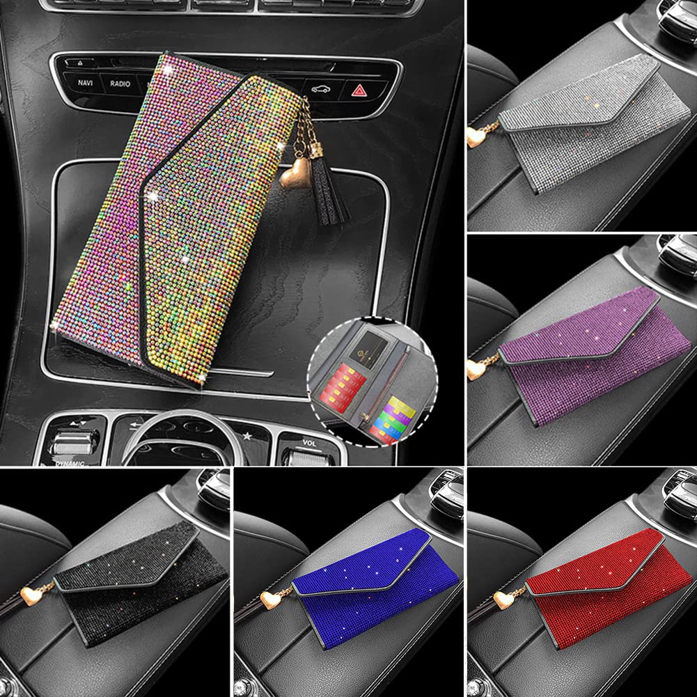Portafoglio Porta Carte In Microfibra Con Cristalli | Bling Bling Da Donna | Grande Capacità Con 10 Slot - 4