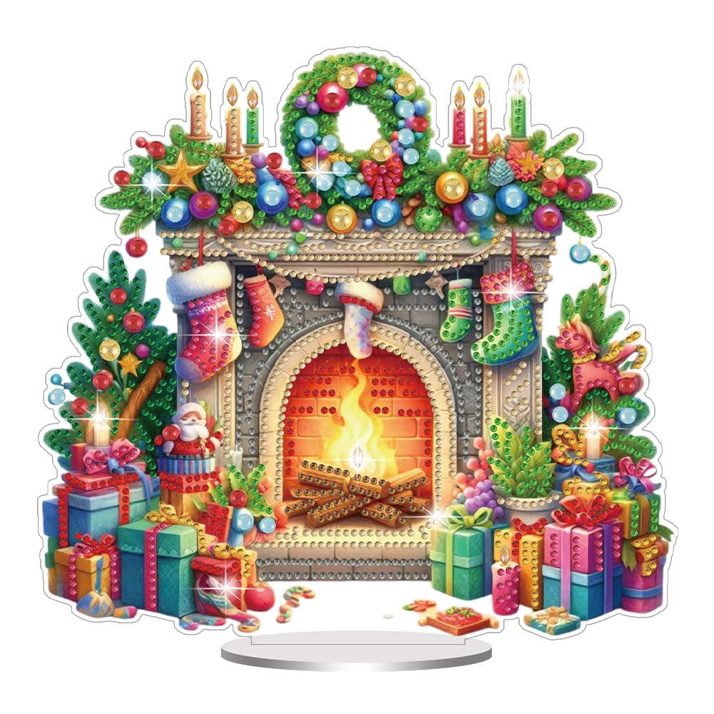 SPEPROECO Christmas Diamond Art Kits Table Ornaments, 5D Diamond Art Christmas Desktop Ornaments Crystal Art Decor for Adult Kid, DIY Craft Santa Christmas Tree Desk Decoration