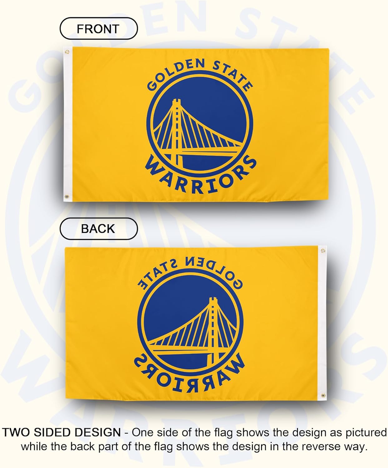 Desert Cactus Golden State Warriors Flag Team NBA National Basketball Association 100% Polyester Indoor Outdoor 3x5 feet Flags (Flag L) - Image 2