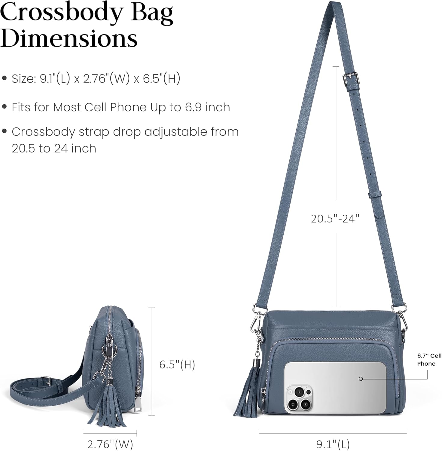 befen Genuine Leather Crossbody Purses for Women Small Crossbody Bags Purse with Built in RFID Blocking Wallet