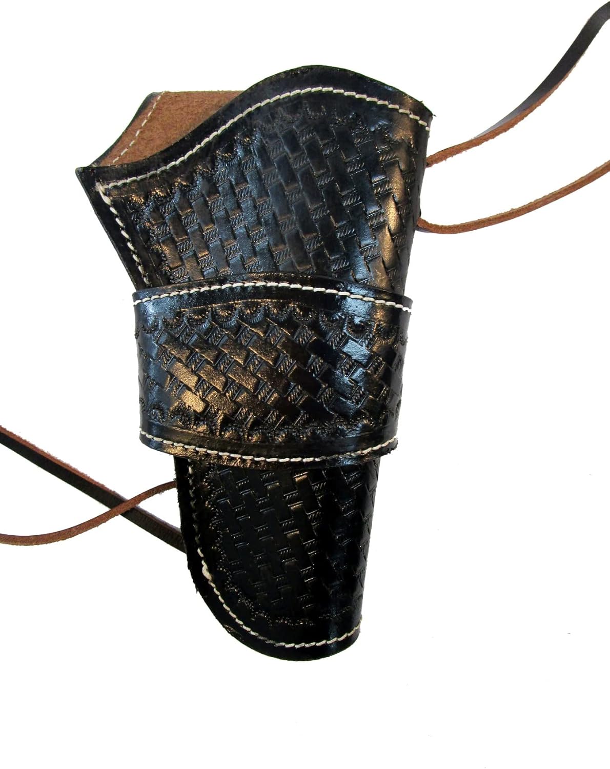 BASKET WEAVE TOOLED GUN HOLSTER SINGLE ACTION WESTERN COWBOY REVOLVER CASE RIGHT HANDED