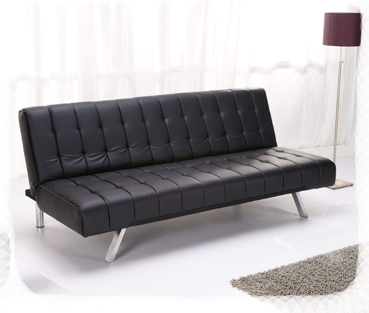 Tokyo Black Faux Leather Sofa Bed Amazon.co.uk Home & Kitchen