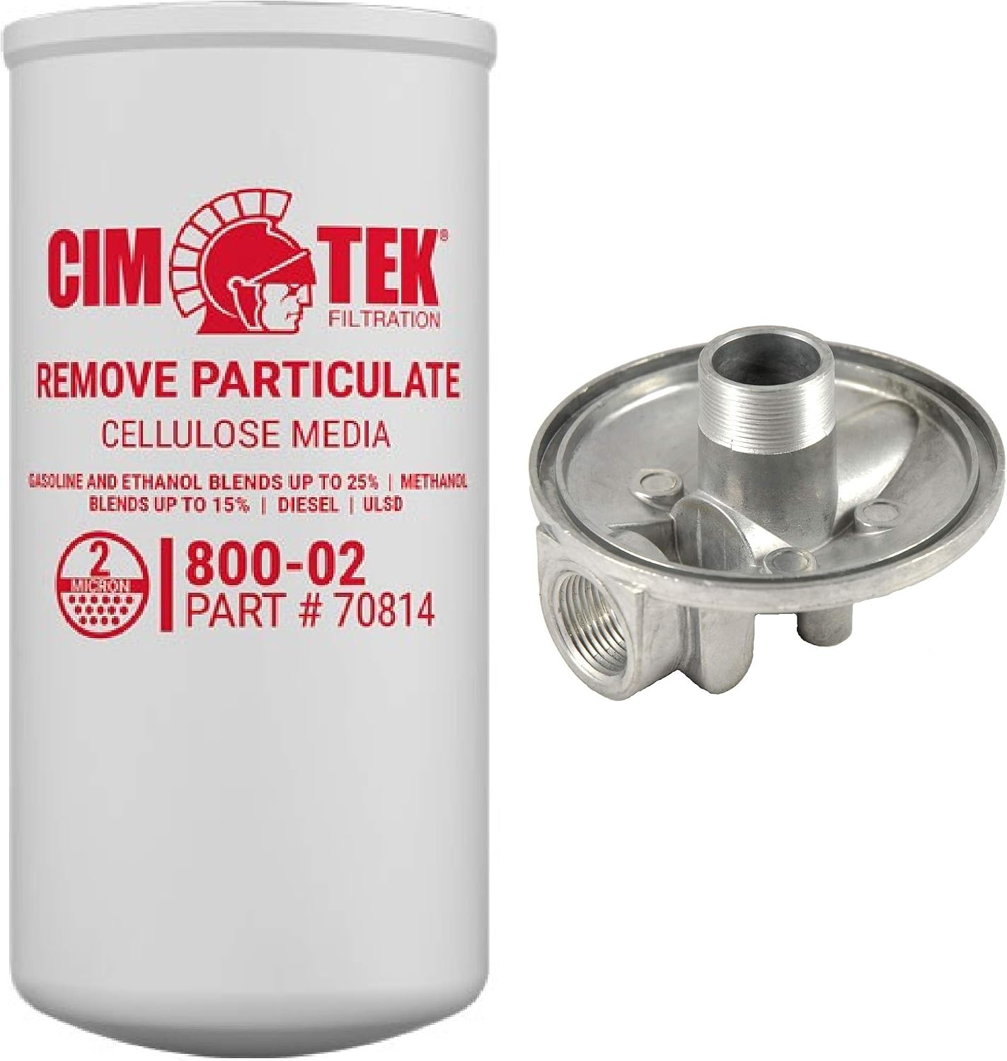 Cim-Tek 800-02 (70814) 2 Micron High-Volume(Up to 40GPM) Commercial Spin-on Filter and Cim-Tek 1" NPT Inlet/Outlet 805(50109) Single Adaptor