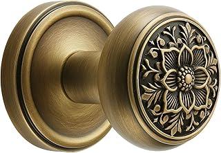 Antique Brass Door Knob with Intricate Floral Design – Privacy Handles E...