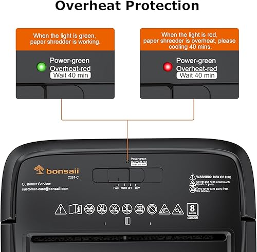 Miniatura 7 de Bonsaii Trituradora de papel, trituradora de corte transversal de 8 hojas con contenedor de 4.2 galones, tarjeta de crédito, correo, grapaclip,