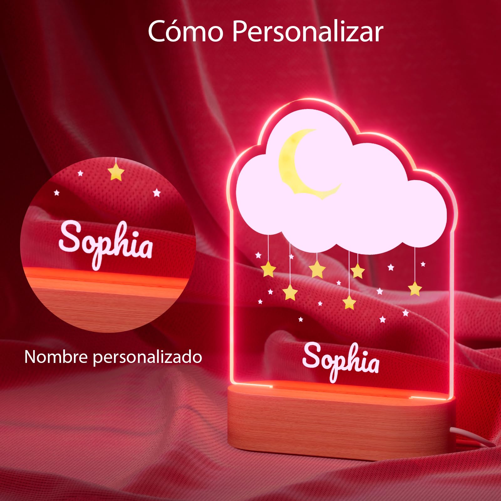 iDIY Lampara Bebe con Nombre - Regalo Bautizo Niña Niño, Regalos Bebes Recien Nacidos Originales, Regalo de Cumpleaños y Comuniones - León