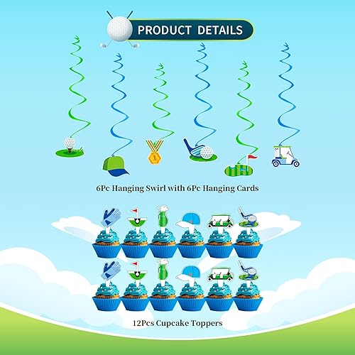 Miniatura 4 de Decoración de primer cumpleaños con agujero en uno, decoraciones de cumpleaños, globos de golf, decoración de fiesta de golf, kit de decoración de